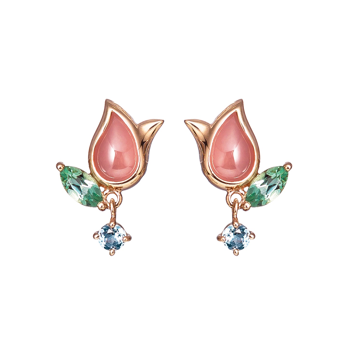 [Birth Flower Jewelry] March Tulip Earrings (Rose Gold) - Product Image