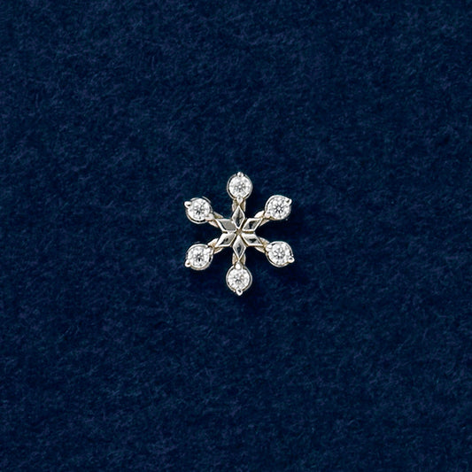 [Solo Earring] 14K/10K Snowflake Stud Single Earring (White Gold) - Product Image