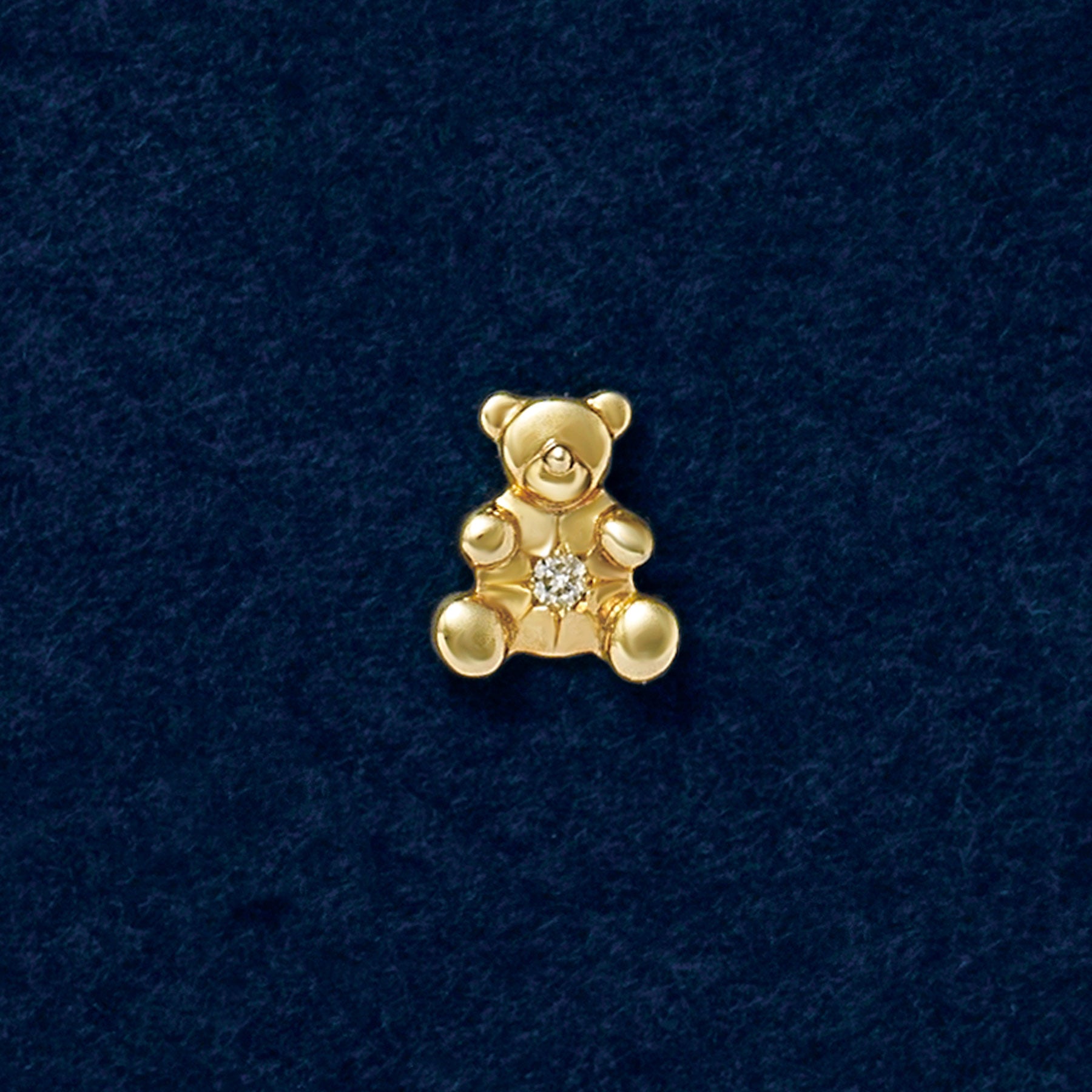 [Solo Earring] 18K/10K Teddy Bear Stud Single Earring (Yellow Gold) - Product Image