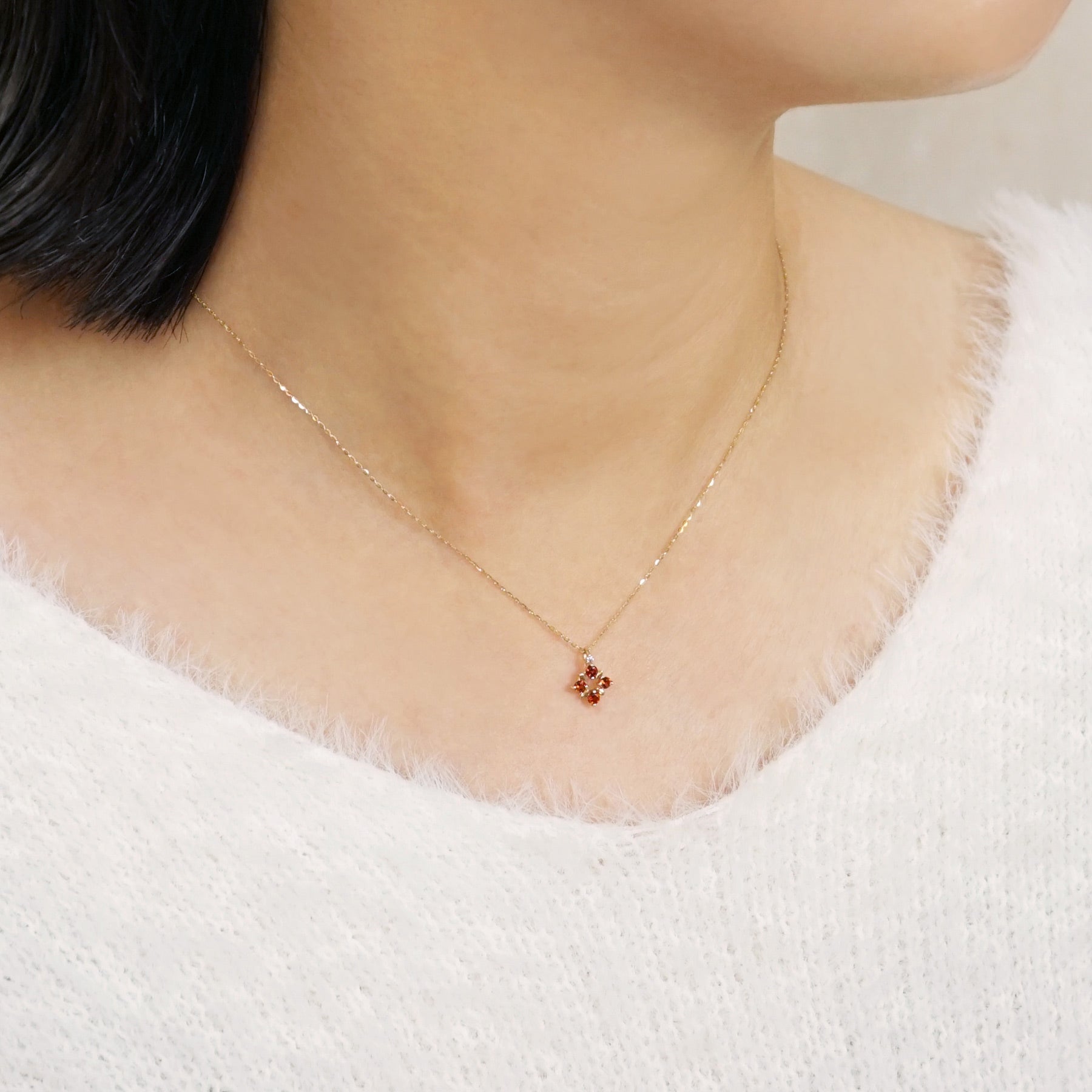10K Illumination Garnet Necklace (Yellow Gold) - Model Image