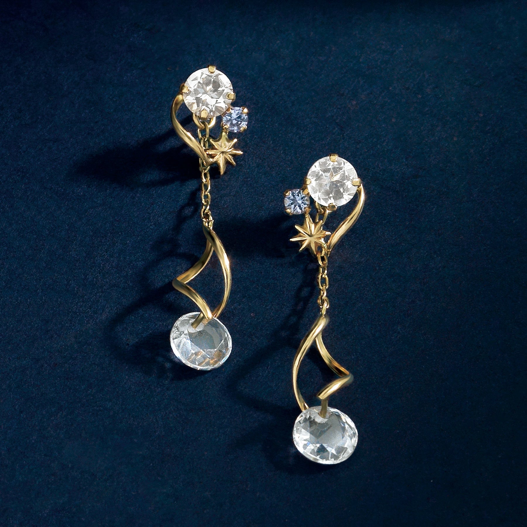 18K/10K "Grain of Light" 2Way Earrings (Yellow Gold) - Product Image