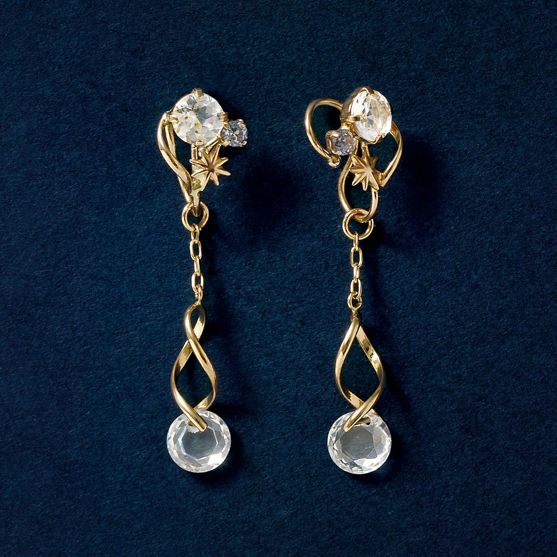 10K "Grain of Light" 2Way Clip-On Earrings (Yellow Gold) - Product Image