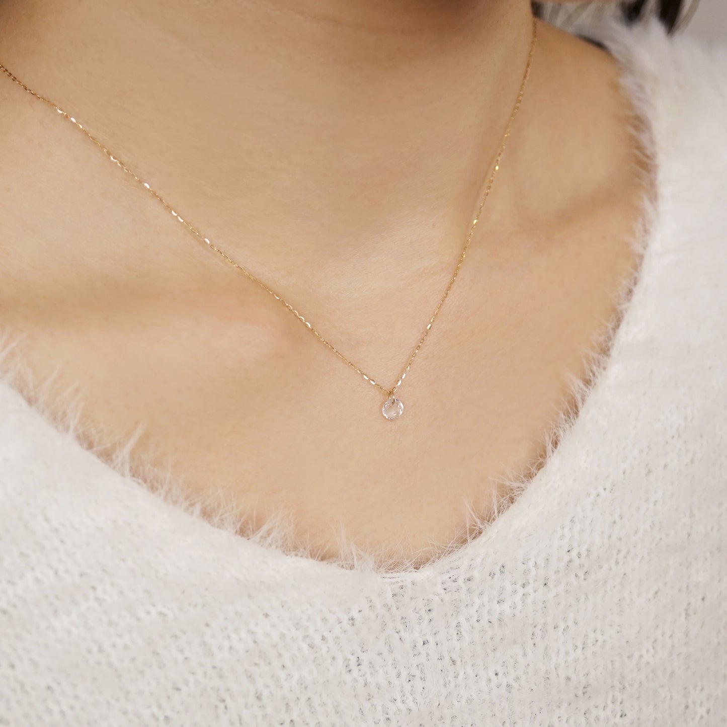 10K "Grain of Light" 2Way Necklace (Yellow Gold) - Model Image