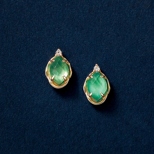 18K/10K "Winter Great Diamond" Citrine x Turquoise Earrings (Yellow Gold) - Product Image
