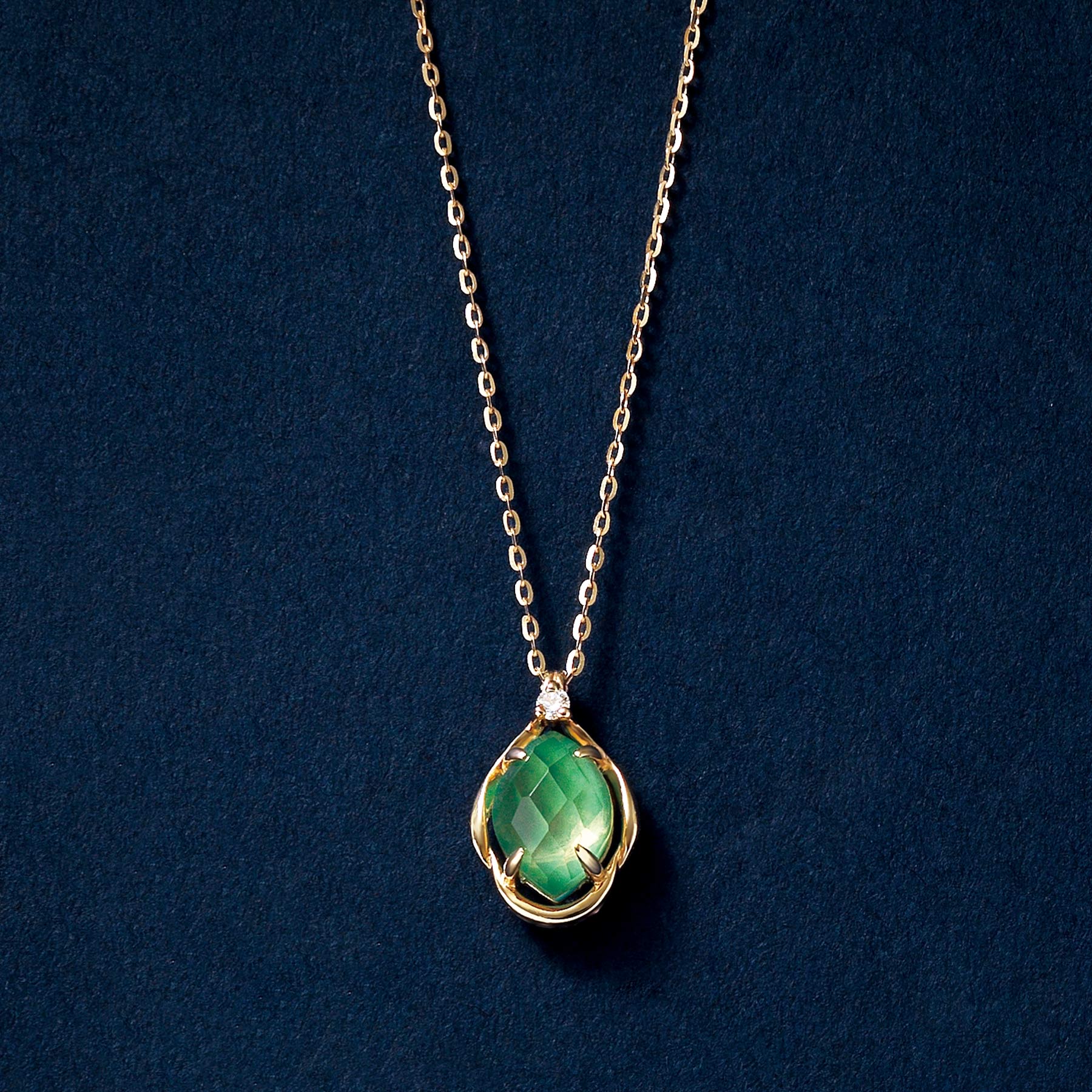 10K "Winter Great Diamond" Citrine x Turquoise Necklace (Yellow Gold) - Product Image