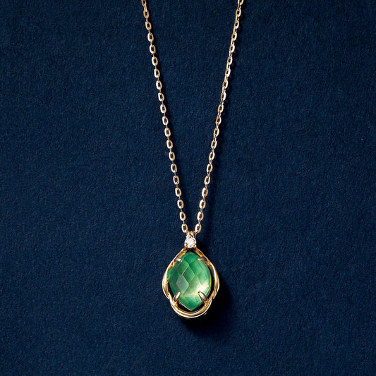 10K "Winter Great Diamond" Citrine x Turquoise Necklace (Yellow Gold) - Product Image