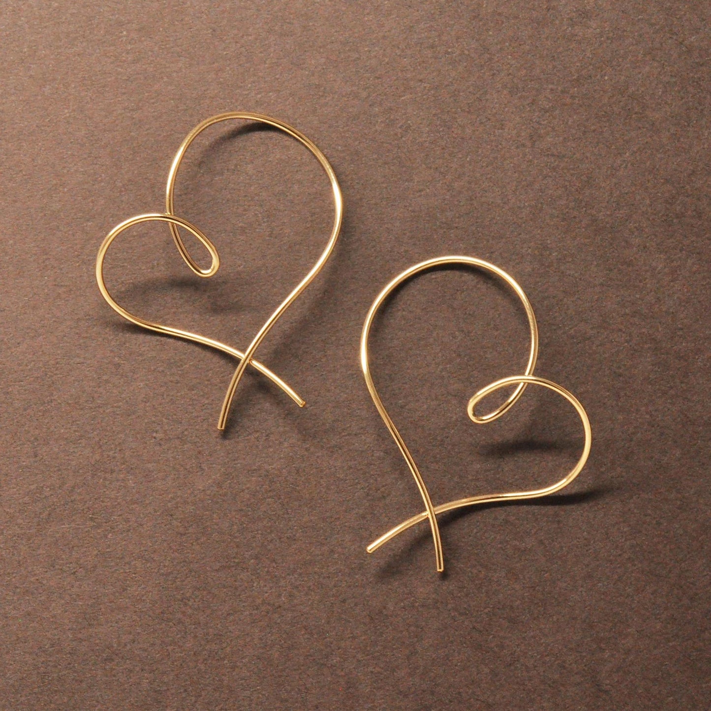 Gold Filled Twisted Heart Earrings - Product Image