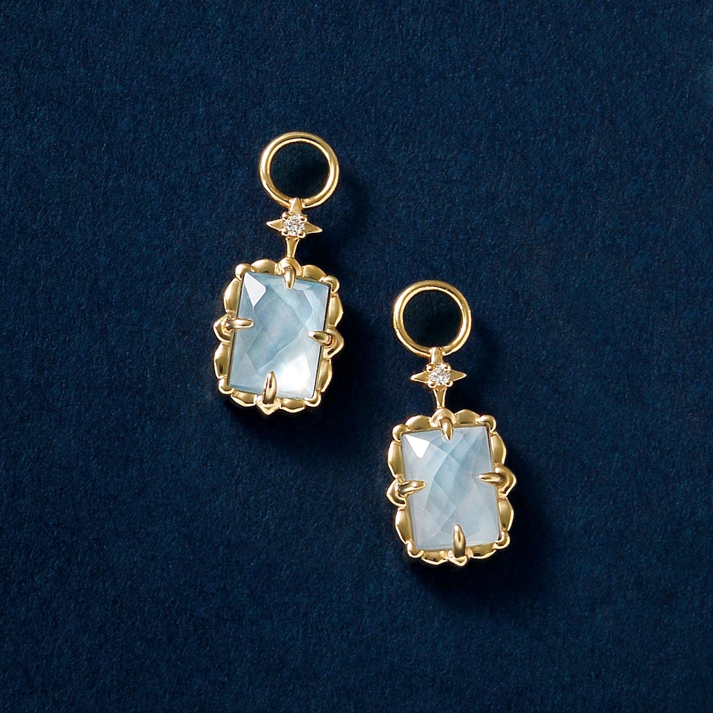 10K Blue Topaz "Crystal" Charms (Yellow Gold) - Product Image