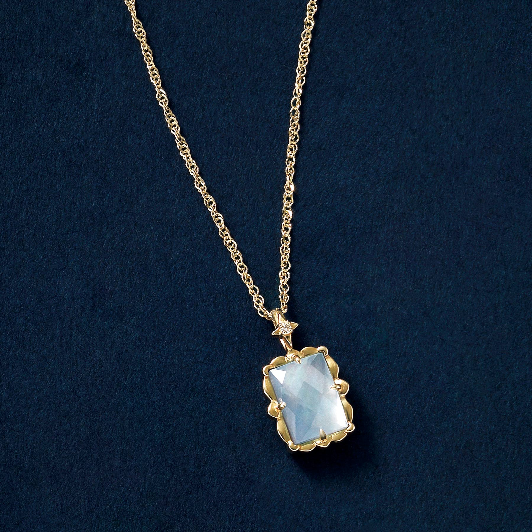 10K Blue Topaz "Crystal" Necklace (Yellow Gold) - Product Image