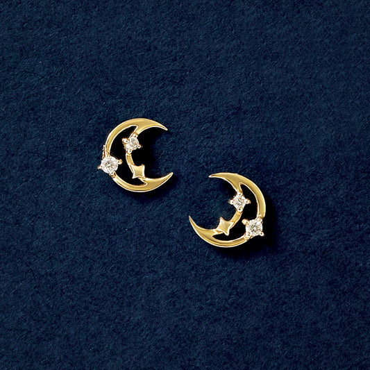 18K/10K Diamond Winter Triangle Earrings (Yellow Gold) - Product Image