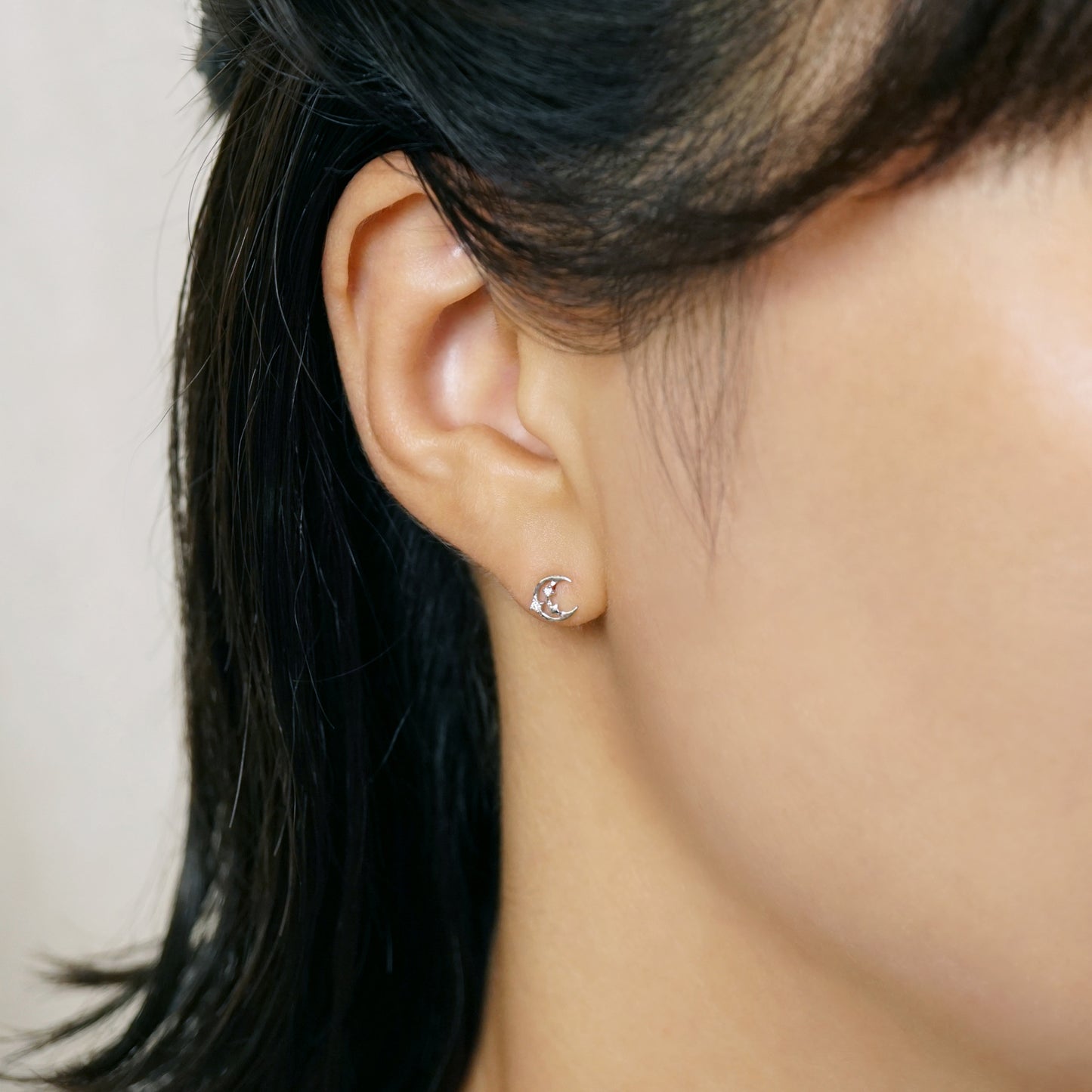 14K/10K Diamond Winter Triangle Earrings (White Gold) - Model Image