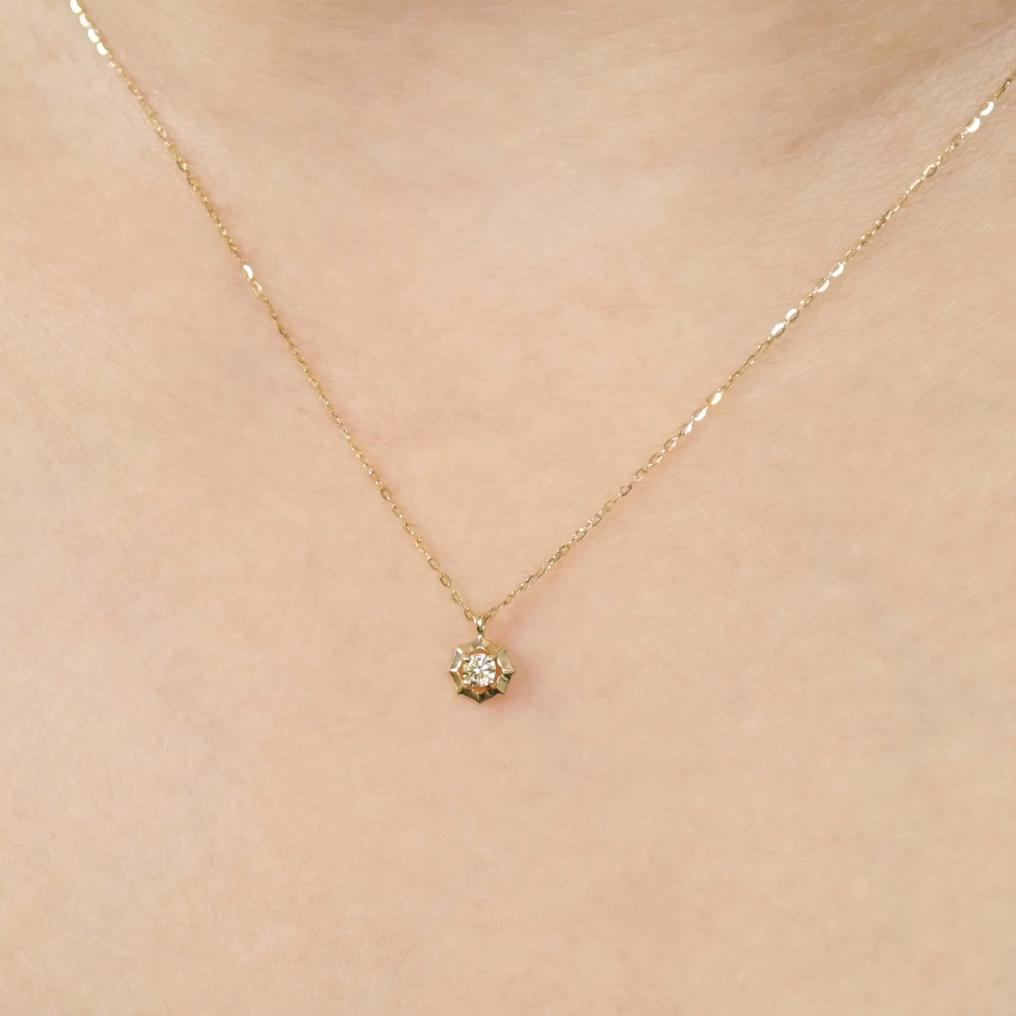 10K Diamond Aldebaran Necklace (Yellow Gold) - Model Image