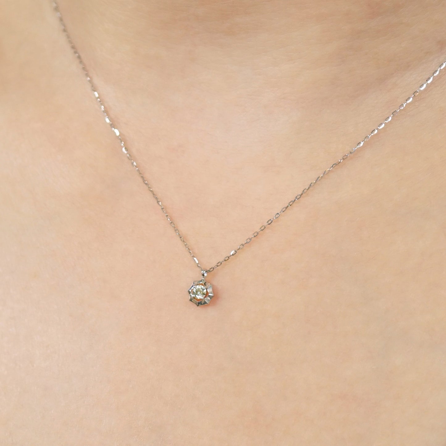 10K Diamond Aldebaran Necklace (White Gold) - Model Image