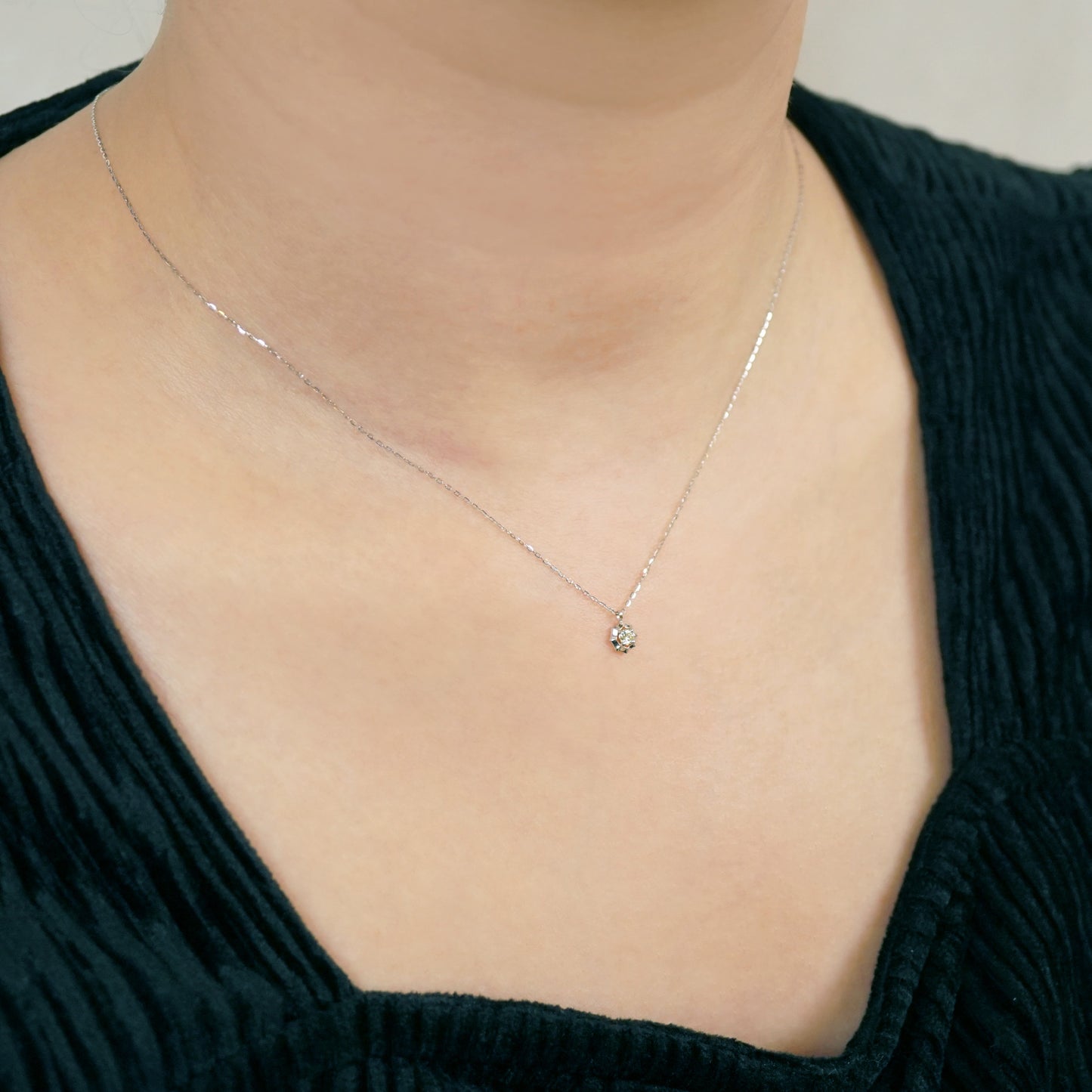 10K Diamond Aldebaran Necklace (White Gold) - Model Image