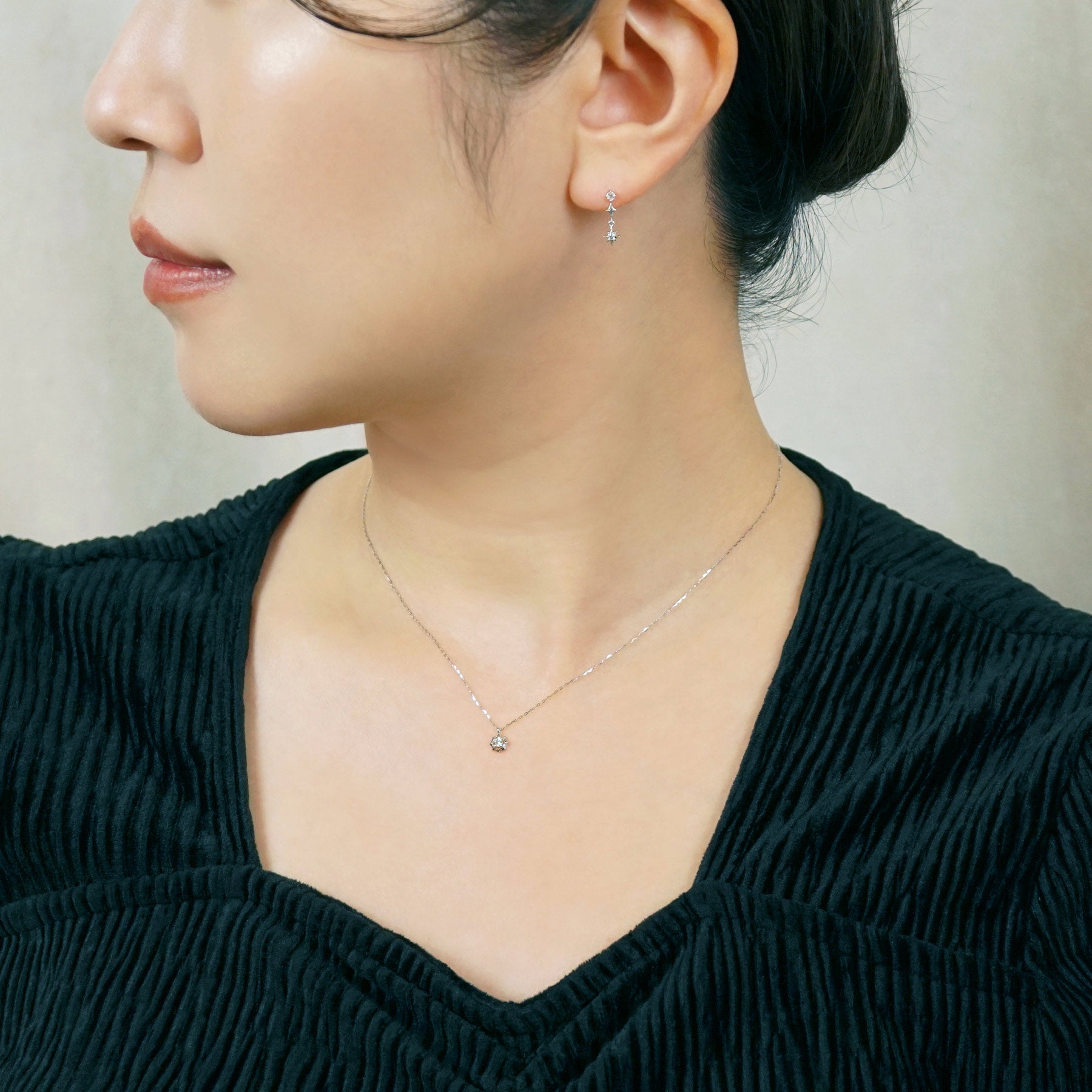 10K Diamond Aldebaran Necklace (White Gold) - Model Image