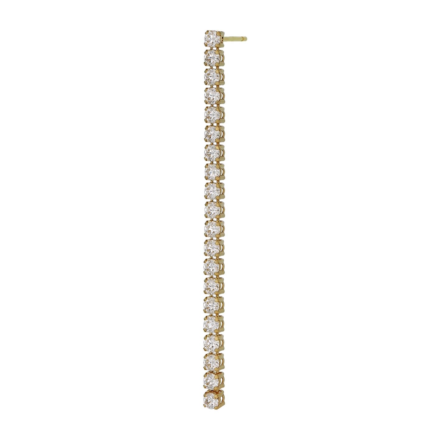 [Solo Earring] 18K/10K Moissanite Long Tennis Chain Single Earring (Yellow Gold) - Product Image