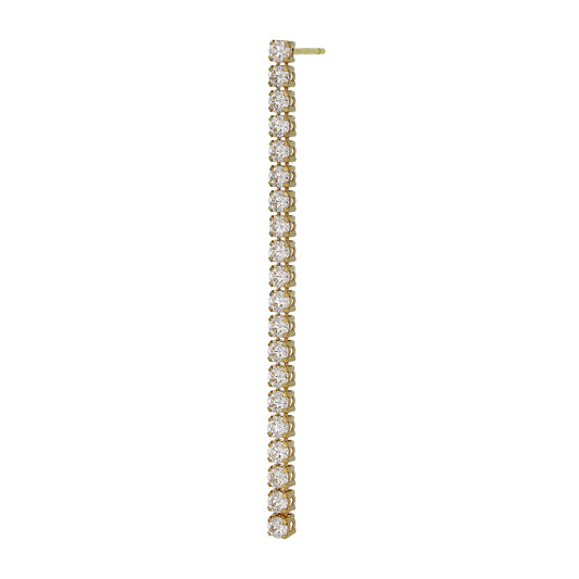 [Solo Earring] 18K/10K Moissanite Long Tennis Chain Single Earring (Yellow Gold) - Product Image