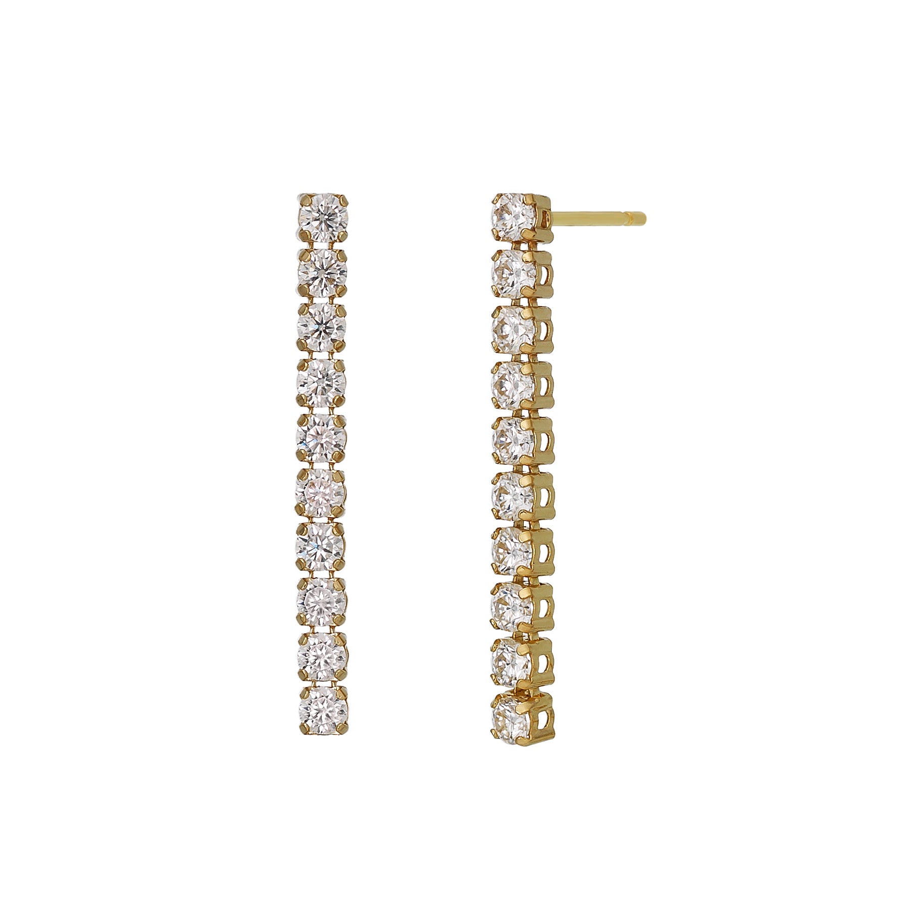 18K/10K Moissanite Tennis Chain Earrings (Yellow Gold) - Product Image