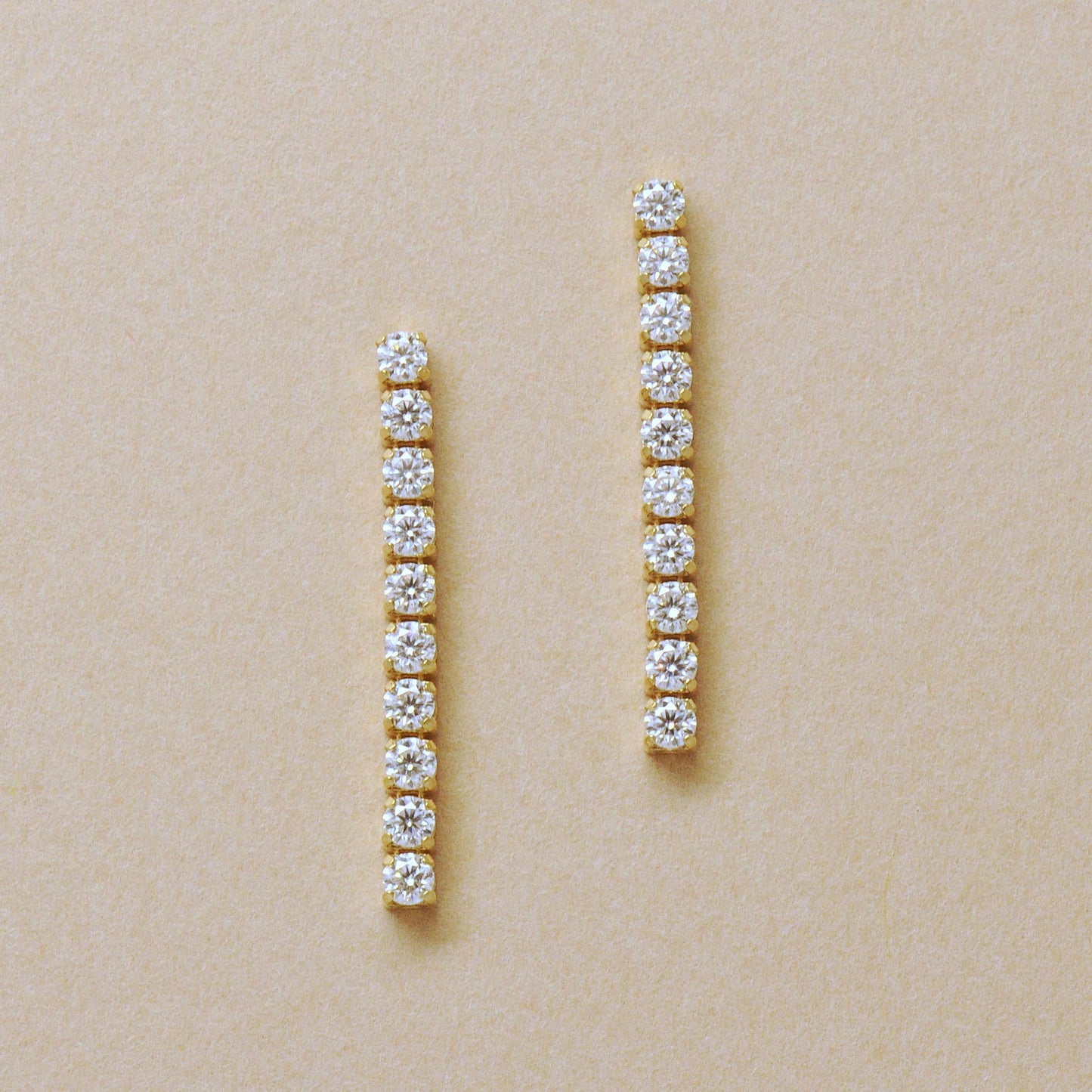 18K/10K Moissanite Tennis Chain Earrings (Yellow Gold) - Product Image