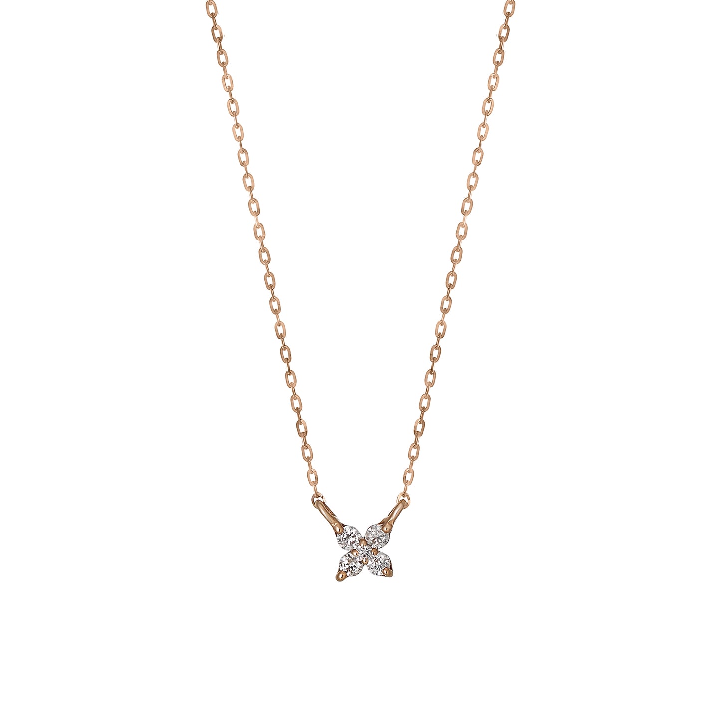 10K Diamond Mini Flower Necklace (Rose Gold) - Product Image
