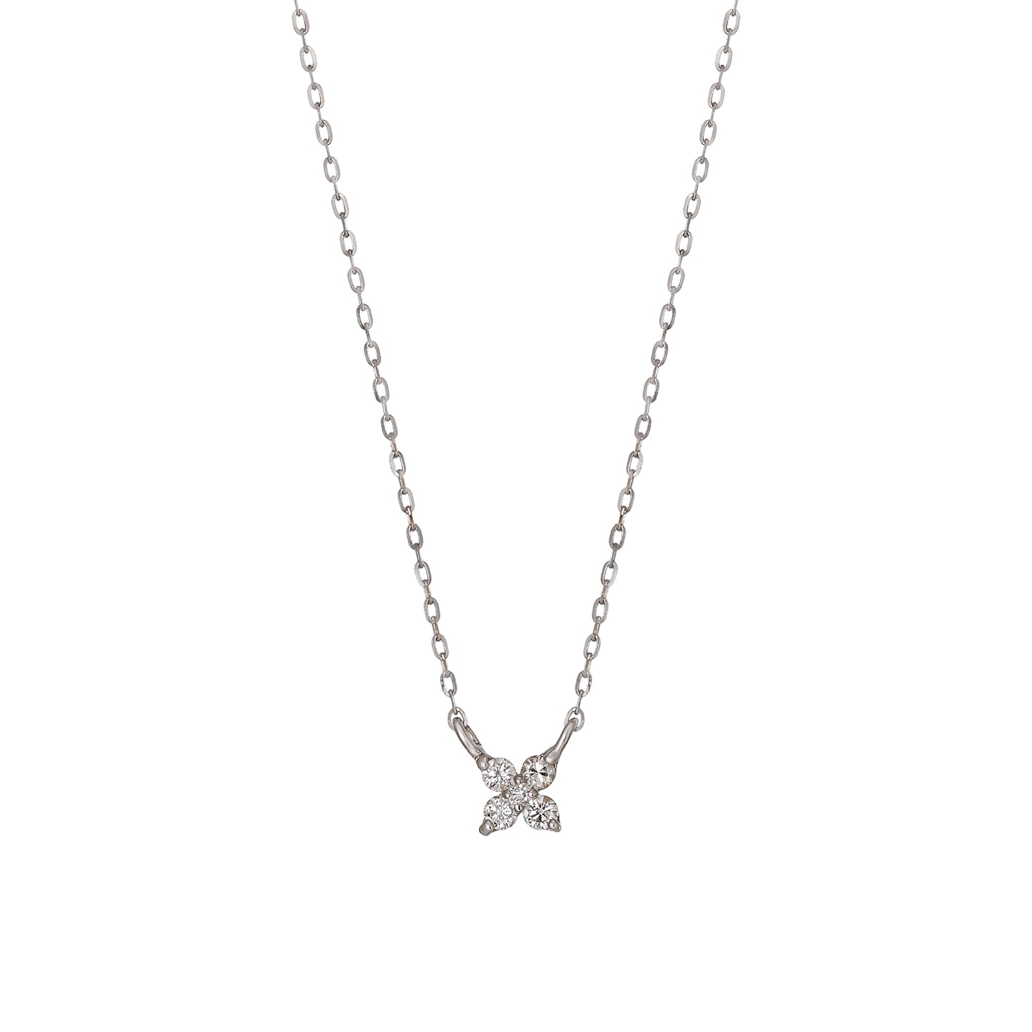 10K Diamond Mini Flower Necklace (White Gold) - Product Image