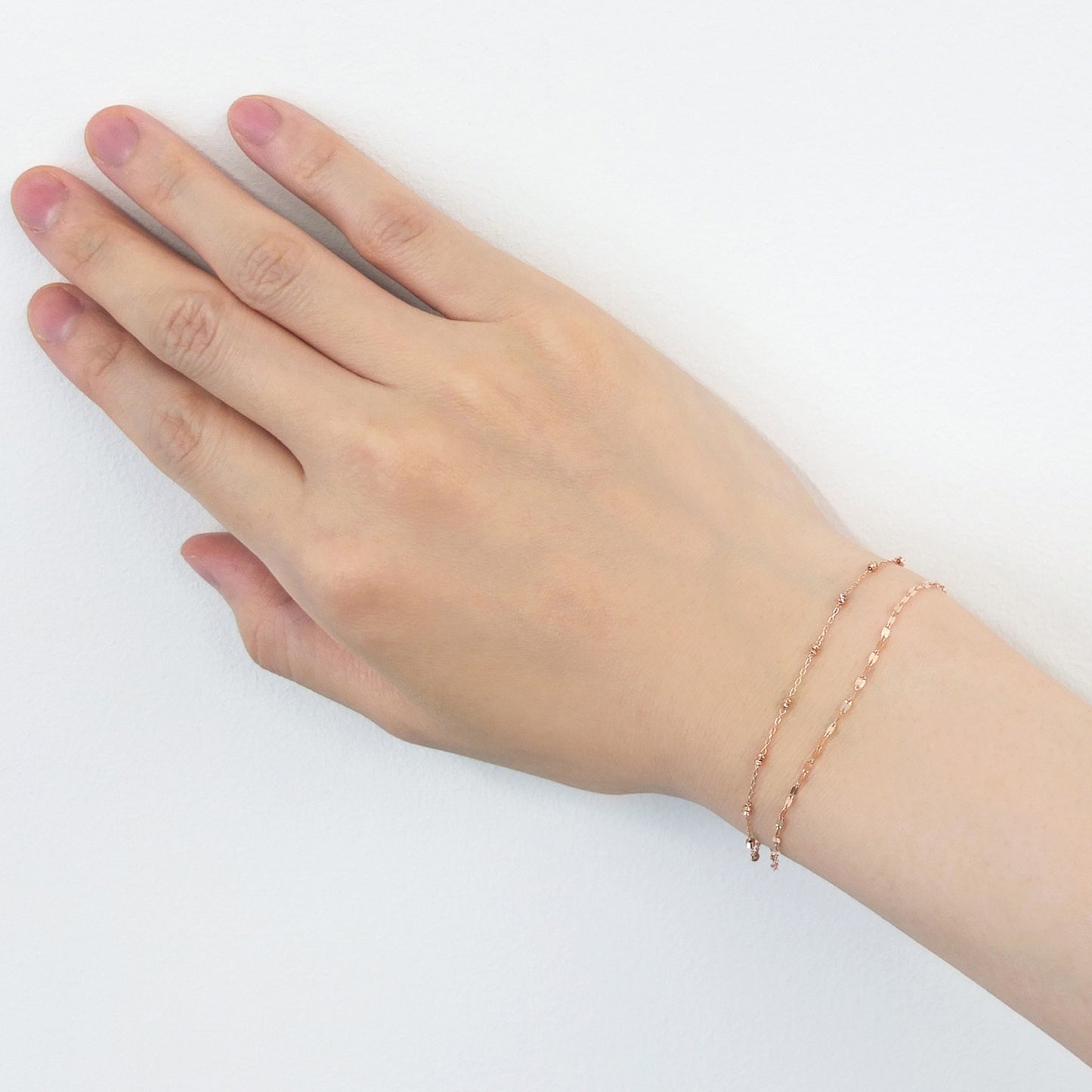 10K Rose Gold Double Bracelet - Model Image