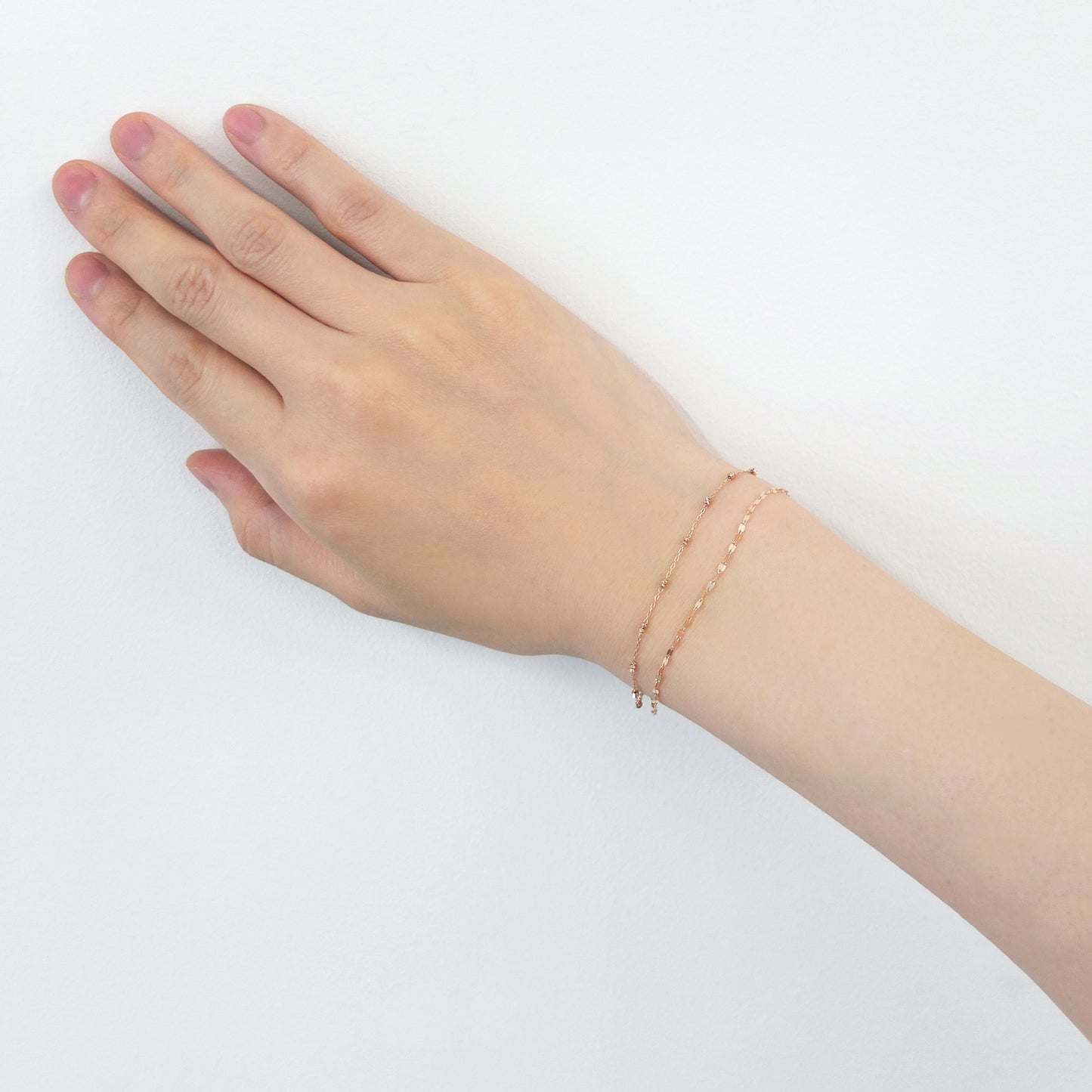 10K Rose Gold Double Bracelet - Model Image