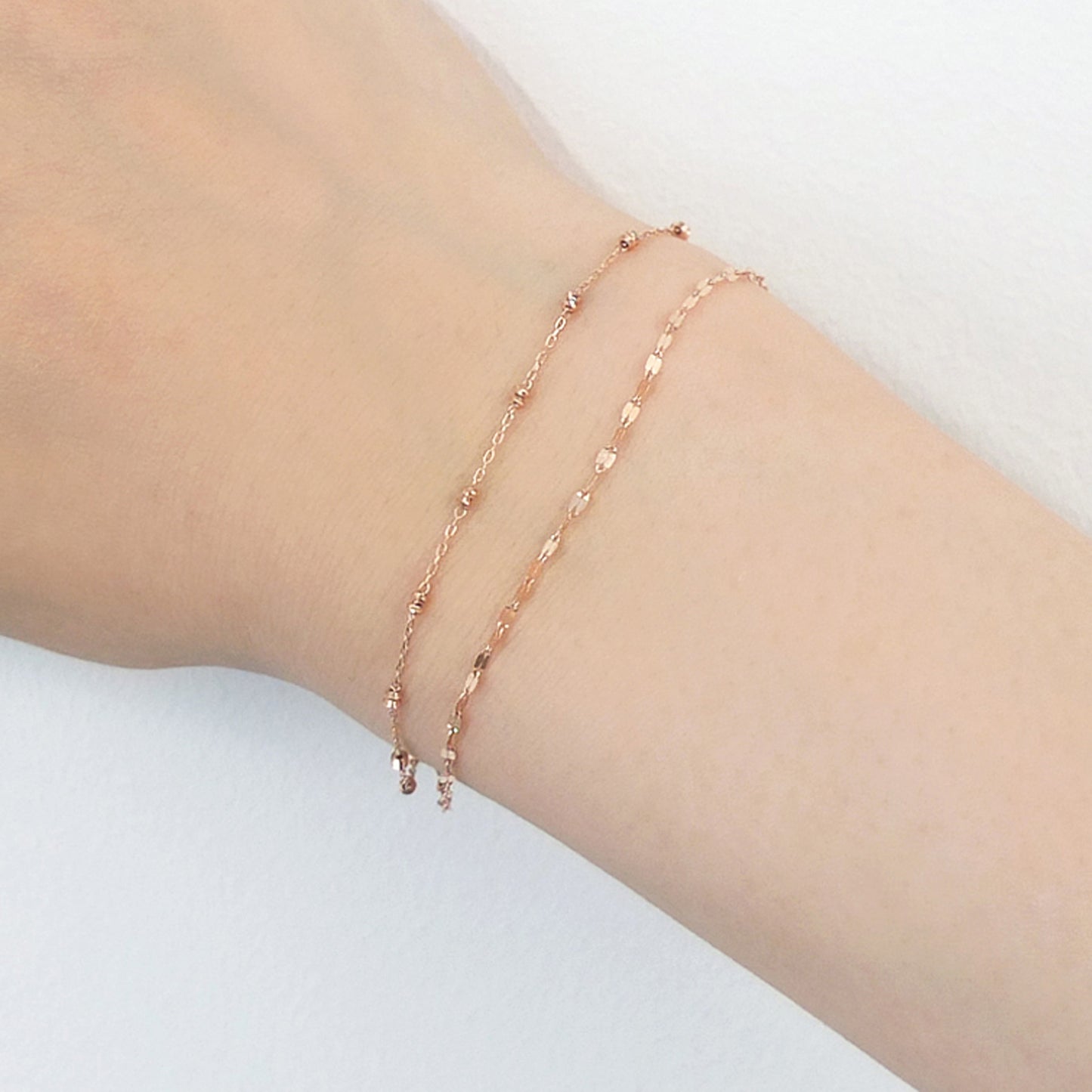 10K Rose Gold Double Bracelet - Model Image