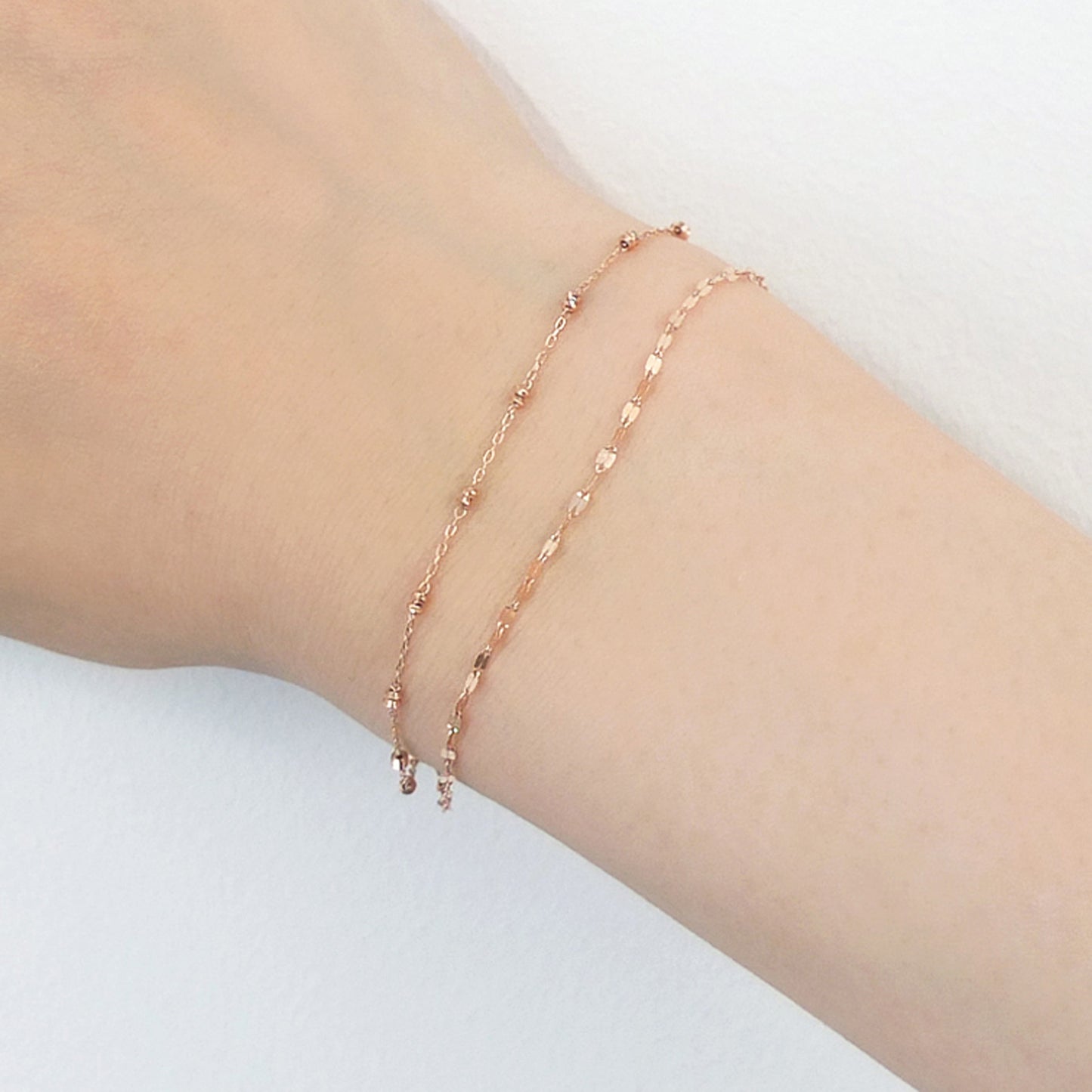 10K Rose Gold Double Bracelet - Model Image