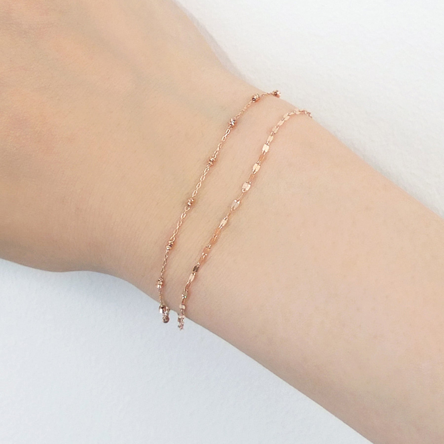 10K Rose Gold Double Bracelet - Model Image