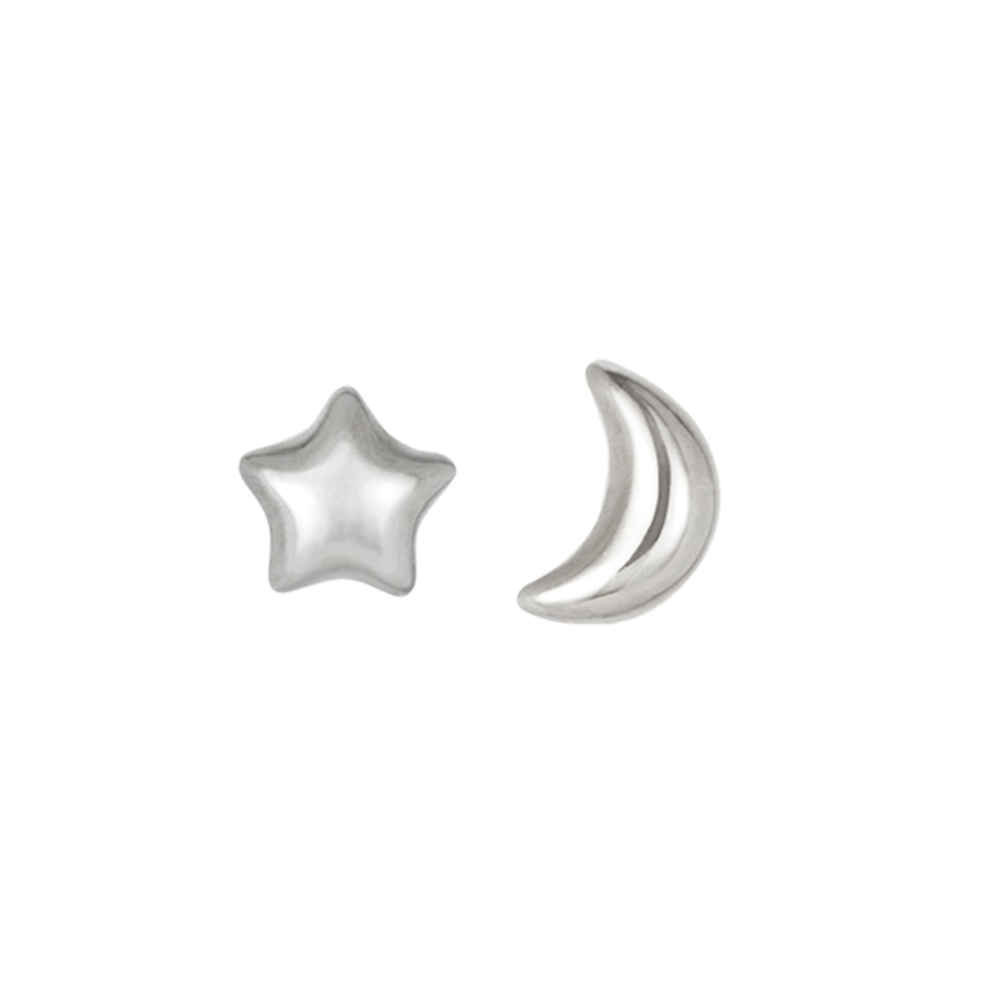[Second Earrings] Platinum Moon & Star Earrings - Product Image