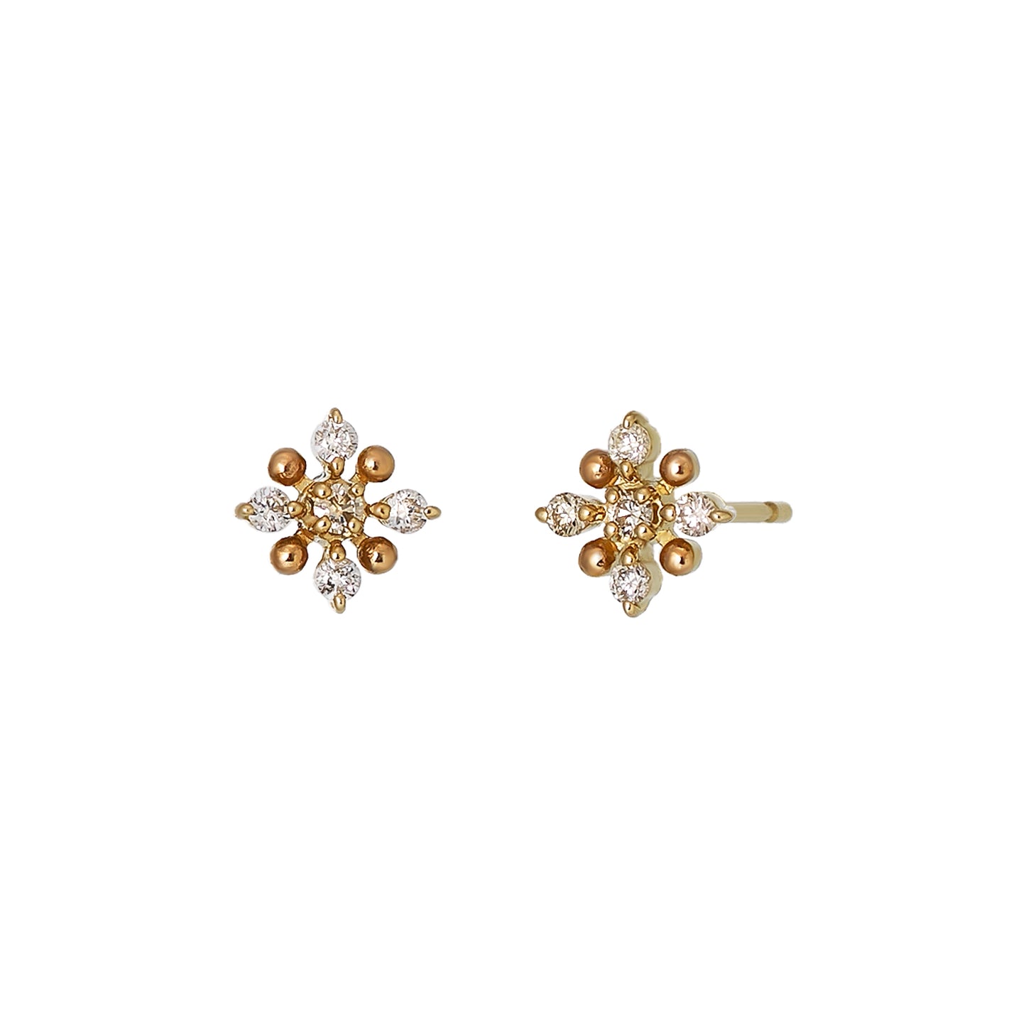 18K/10K Diamond Sparkle Design Earrings (Yellow Gold) - Product Image