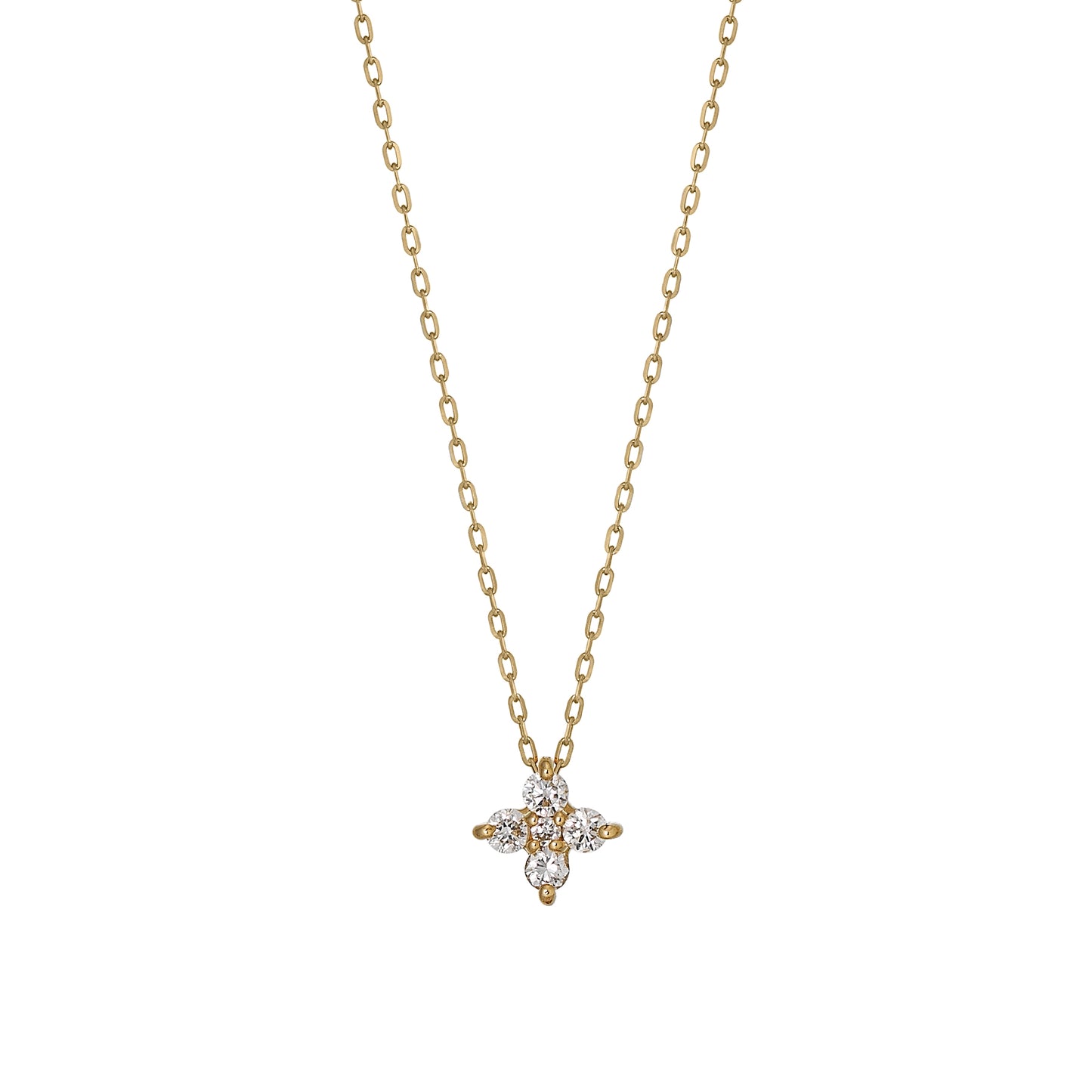 18K Yellow Gold Diamond Flower Necklace (S) - Product Image