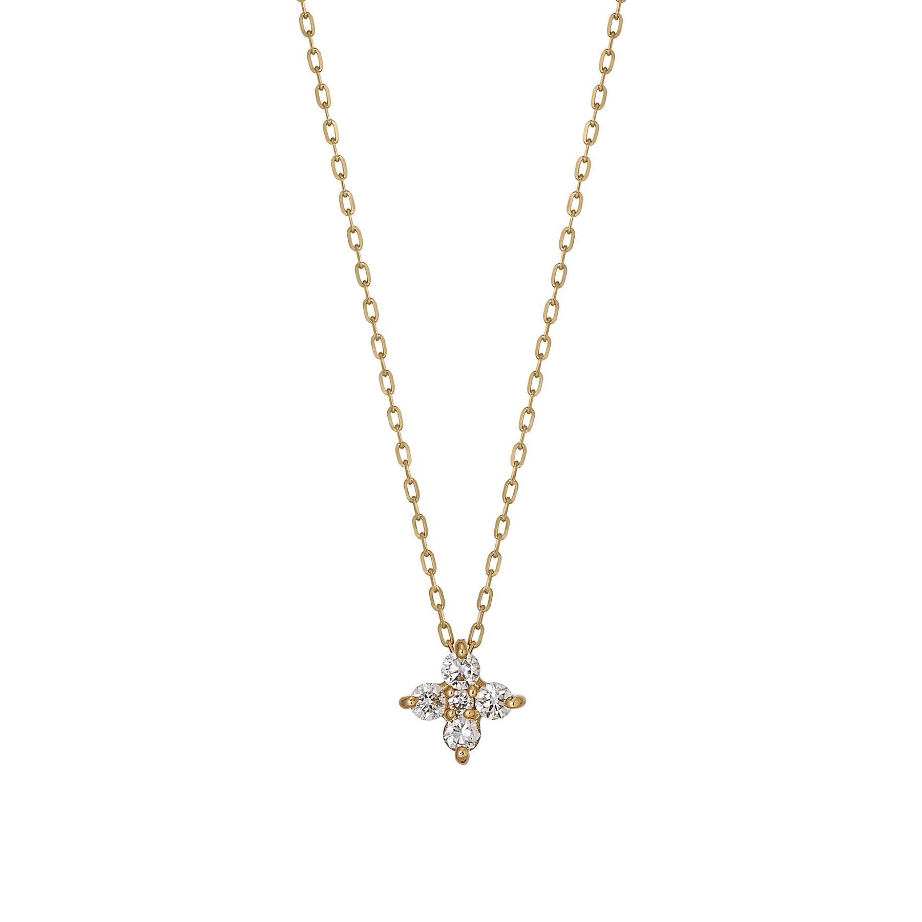 18K Yellow Gold Diamond Flower Necklace (S) - Product Image