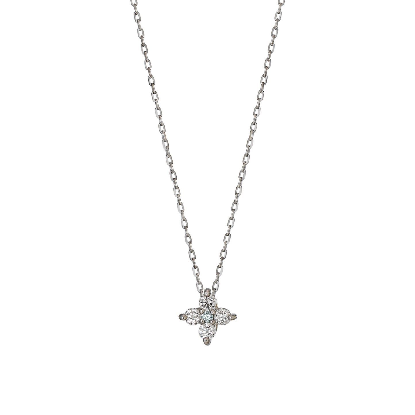 Platinum Diamond Flower Necklace (S) - Product Image