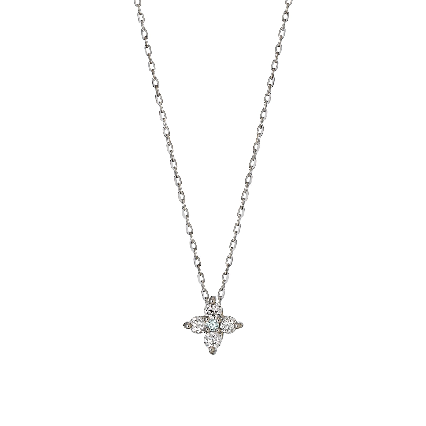 Platinum Diamond Flower Necklace (S) - Product Image