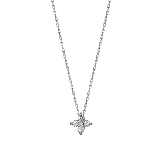 Platinum Diamond Flower Necklace (S) - Product Image