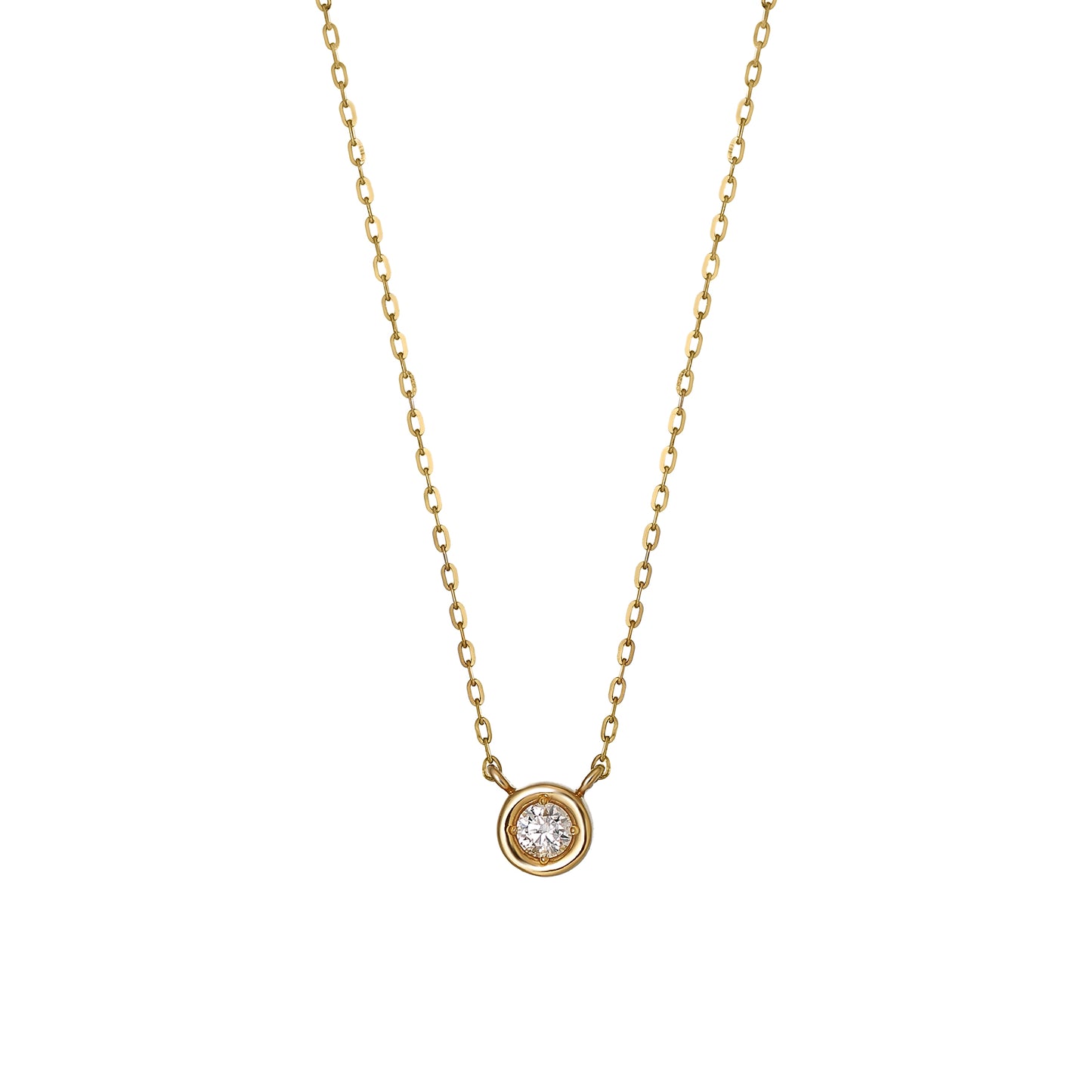18K Diamond Bezel Design Solitaire Necklace (Yellow Gold) - Product Image