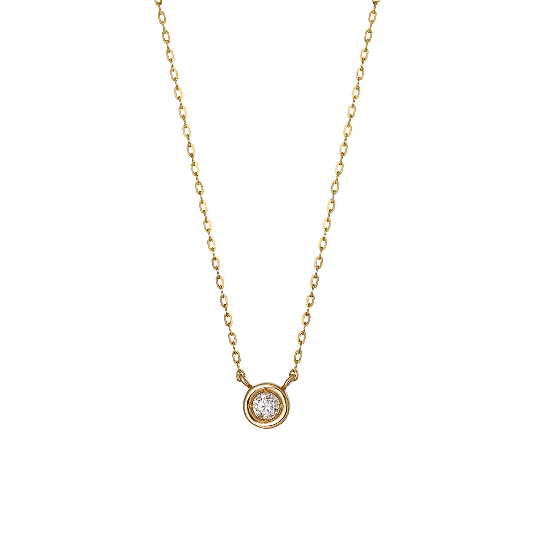 18K Diamond Bezel Design Solitaire Necklace (Yellow Gold) - Product Image