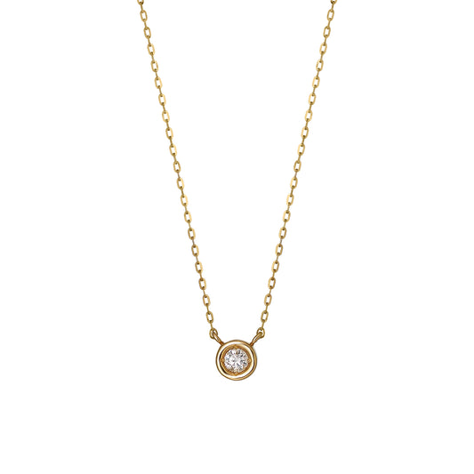 18K Diamond Bezel Design Solitaire Necklace (Yellow Gold) - Product Image
