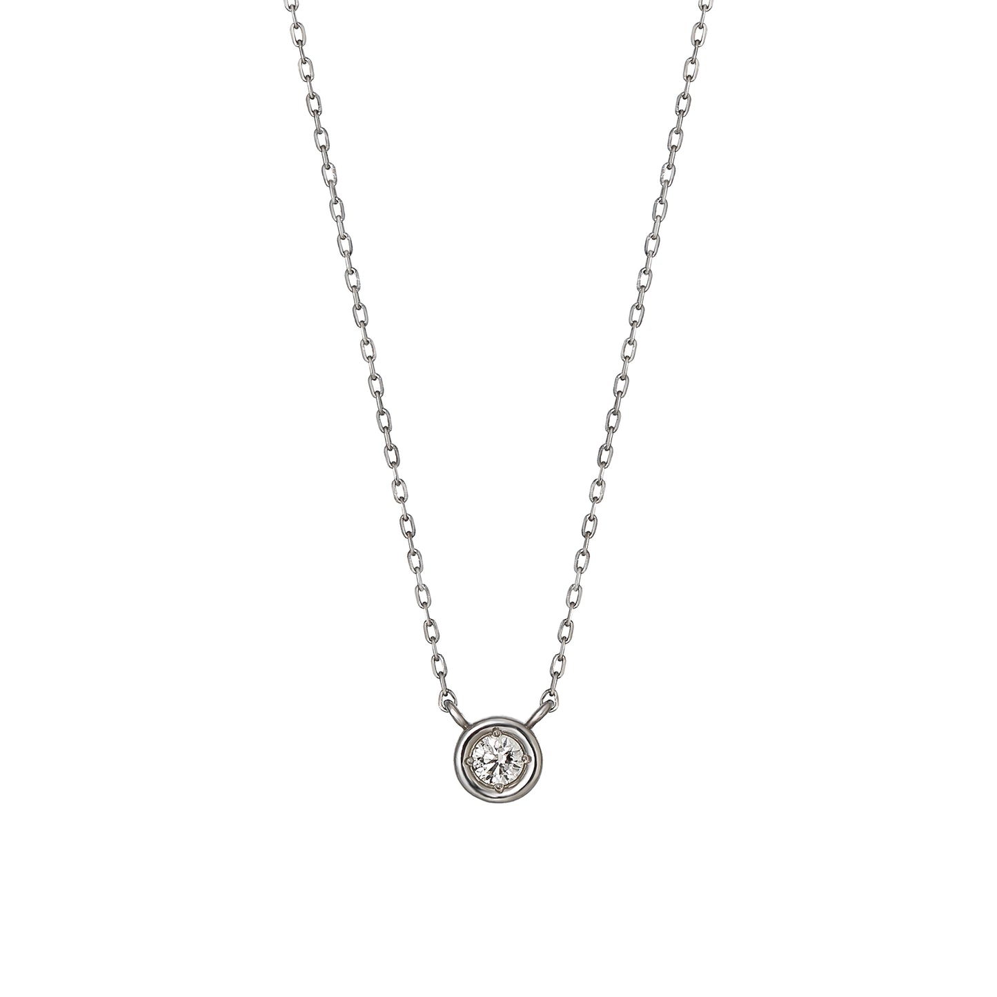 Platinum Diamond Bezel Design Solitaire Necklace - Product Image