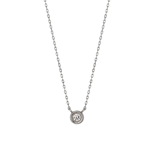 Platinum Diamond Bezel Design Solitaire Necklace - Product Image
