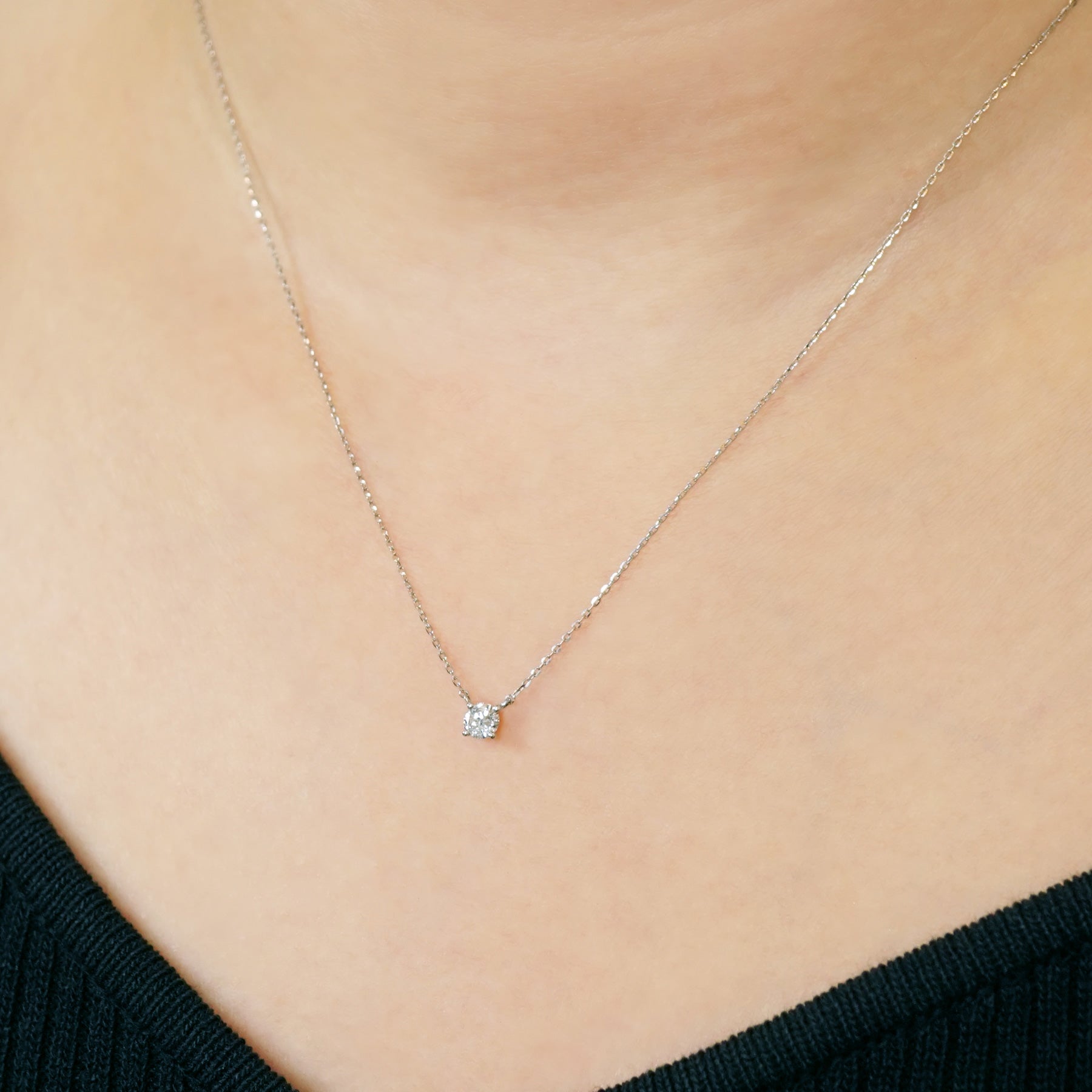 Platinum D Color Diamond Limited Solitaire Necklace - Model Image
