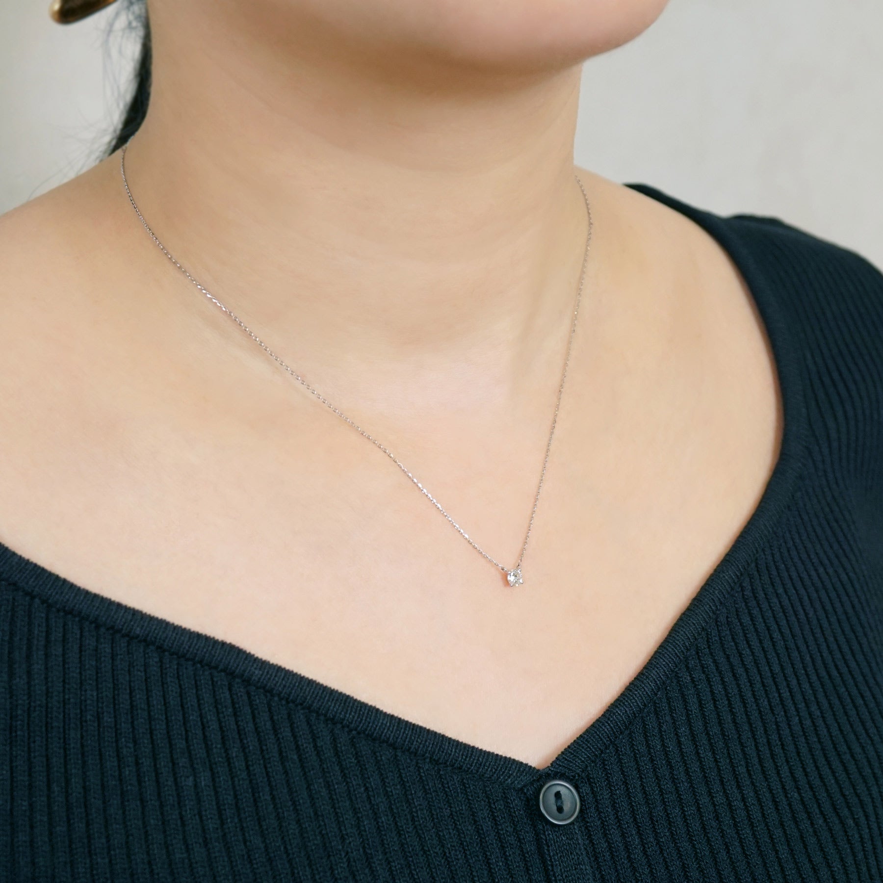 Platinum D Color Diamond Limited Solitaire Necklace - Model Image