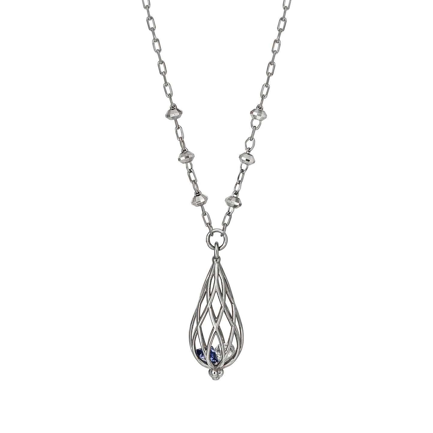 [Pannier] 10K Chandelier Necklace (White Gold) - Product Image