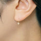 [Palette] 18K/10K Moonstone Base Earrings (Yellow Gold) - Model Image
