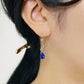 [Palette] 18K/10K Moonstone Base Earrings (Yellow Gold) - Model Image