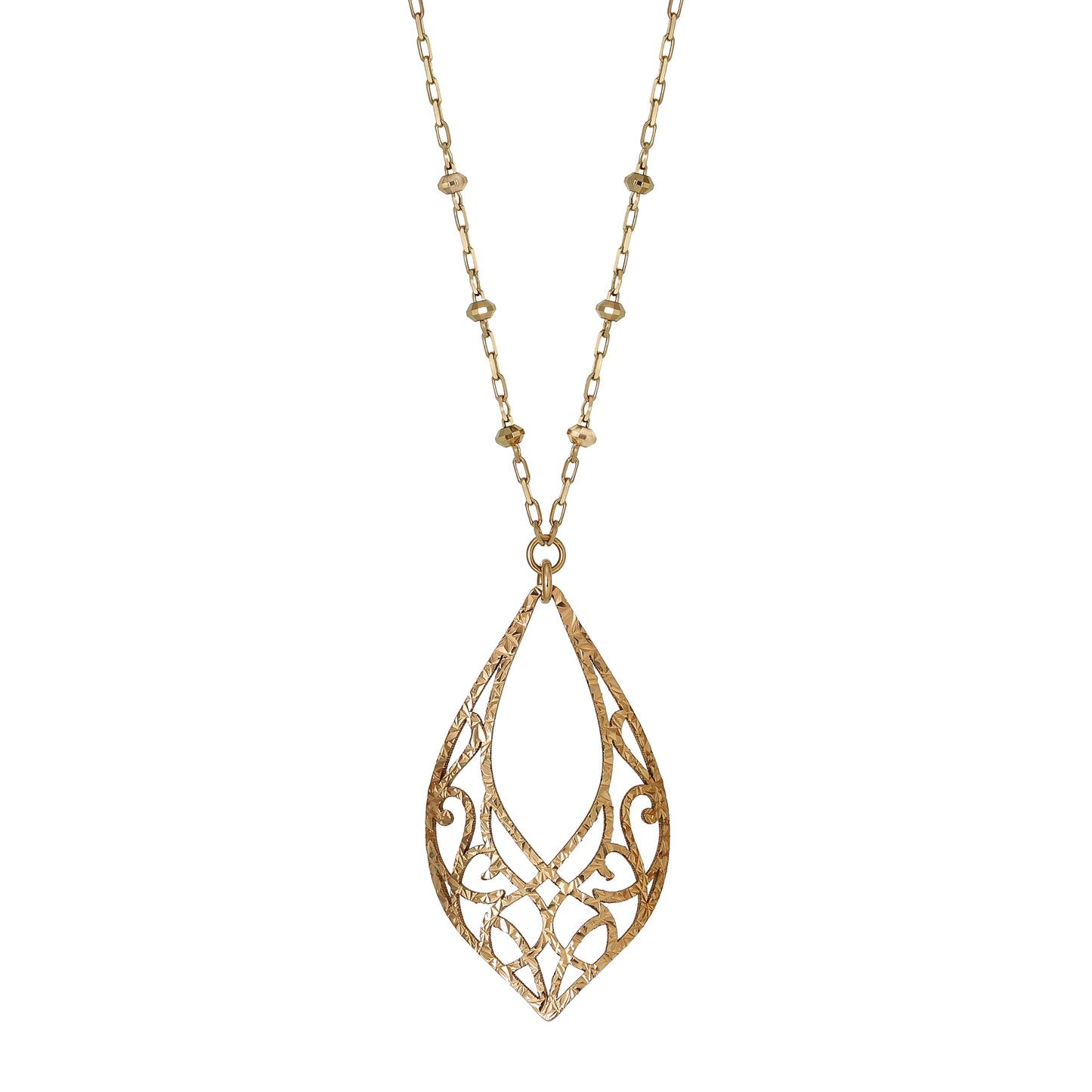 10K Open Work Leaf Design Necklace (Yellow Gold) - Product Image