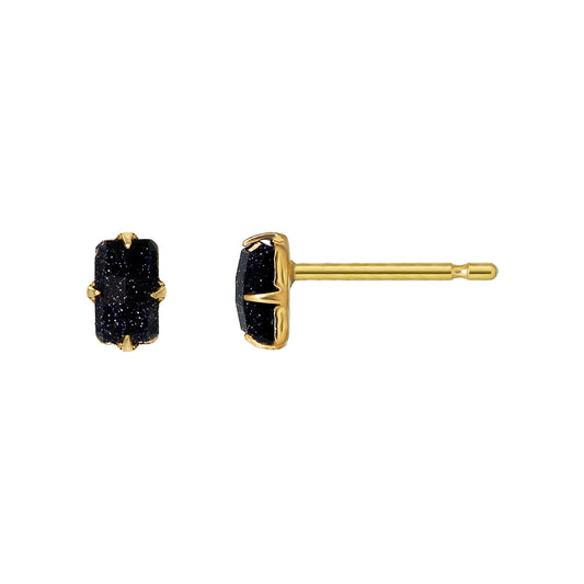 [Second Earrings] 18K Blue Goldstone Earrings (Yellow Gold) - Product Image