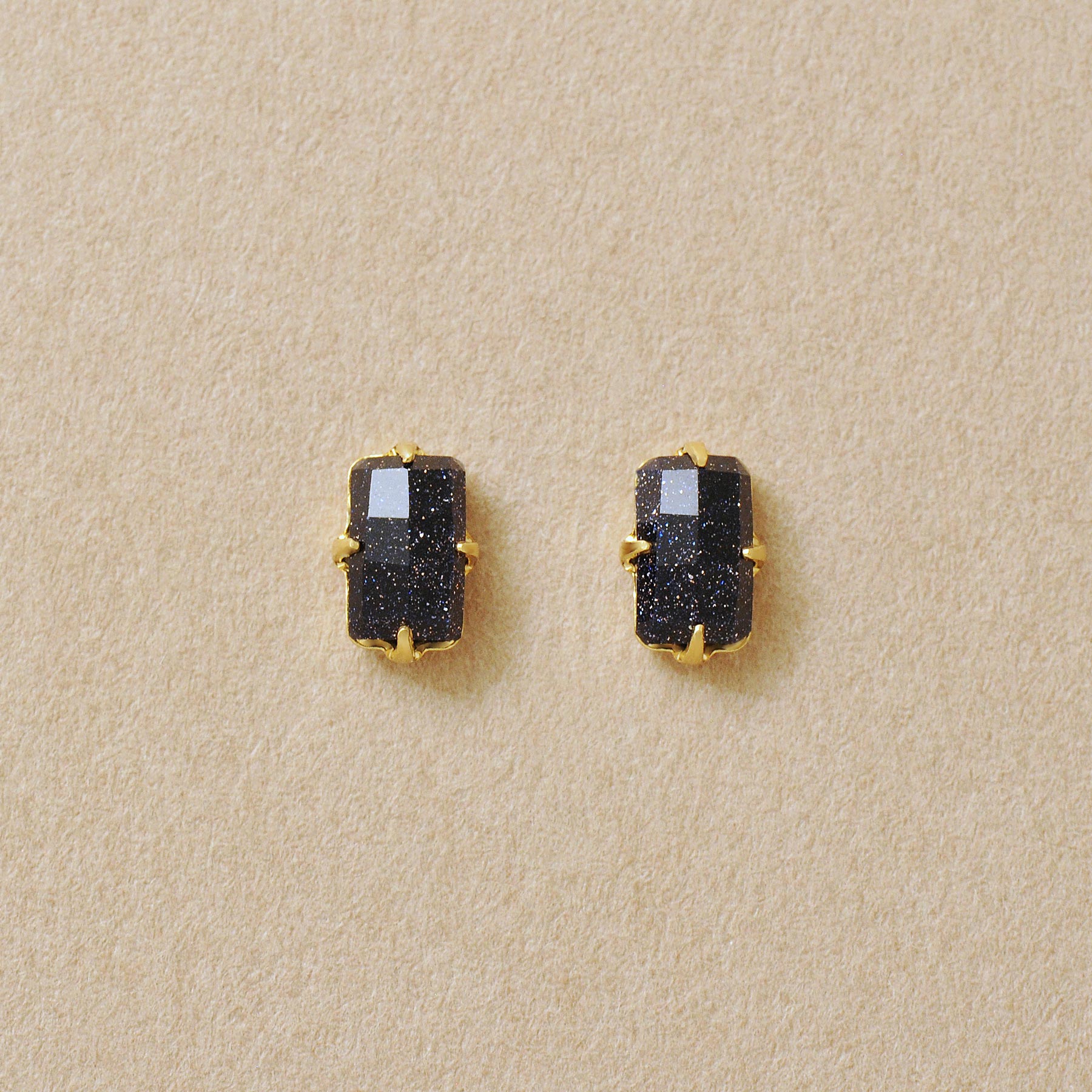 [Second Earrings] 18K Blue Goldstone Earrings (Yellow Gold) - Product Image